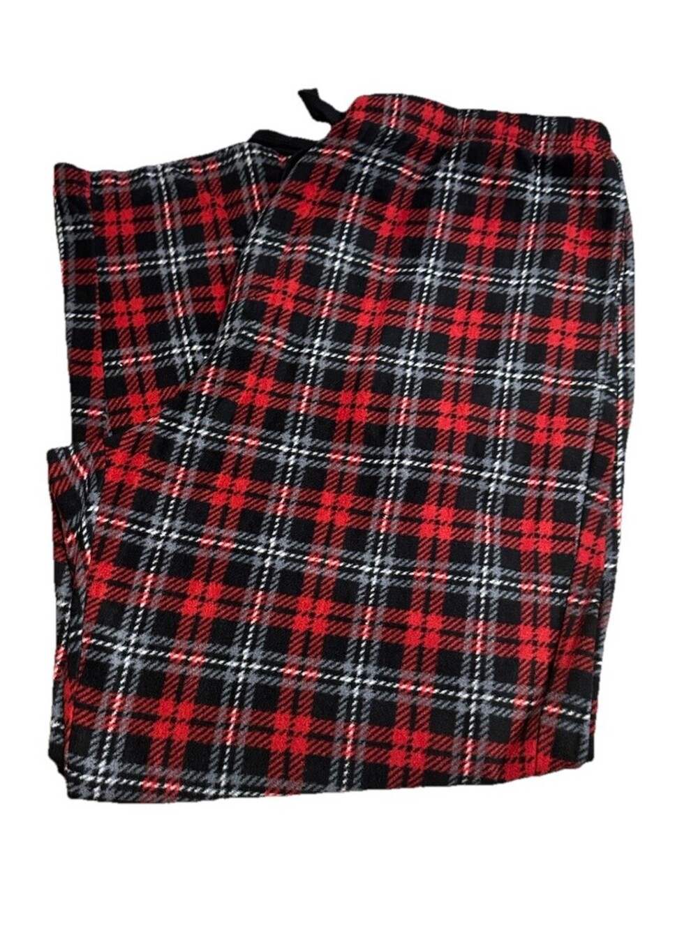 Saddlebred Mens Fleece Pajama Lounge Pants Red Black Plaid Drawstring XXL